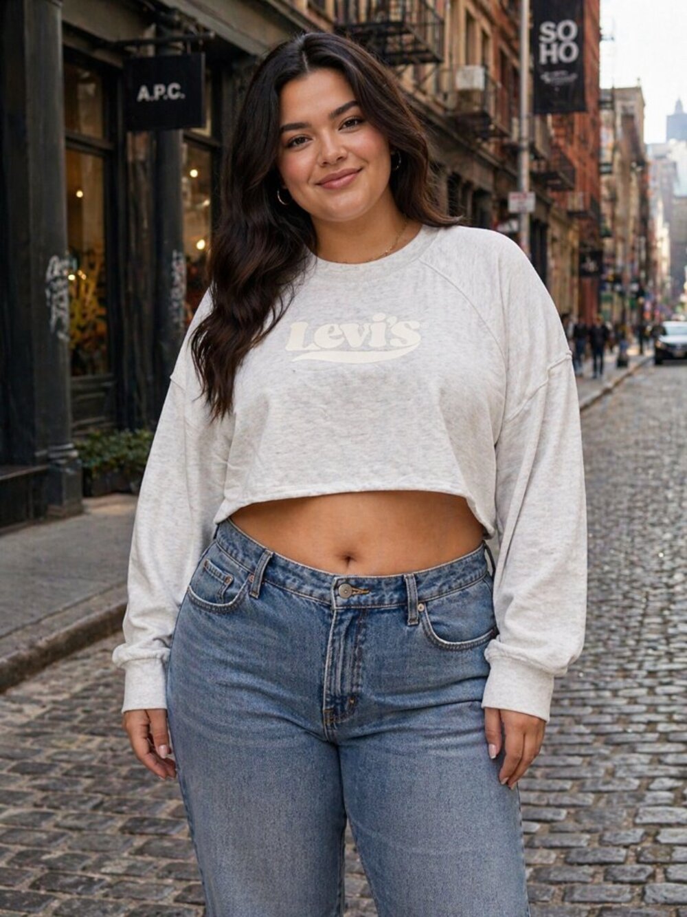 Levi's Womens Trendy Plus Size 2X Crew Neck Logo Sweatshirt Heather Gray $49 NWT